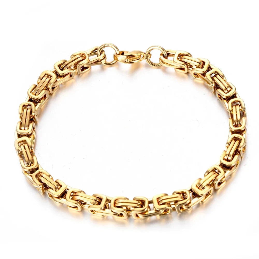 6mm Byzantine Chain Bracelet – Unisex Punk Style Jewelry