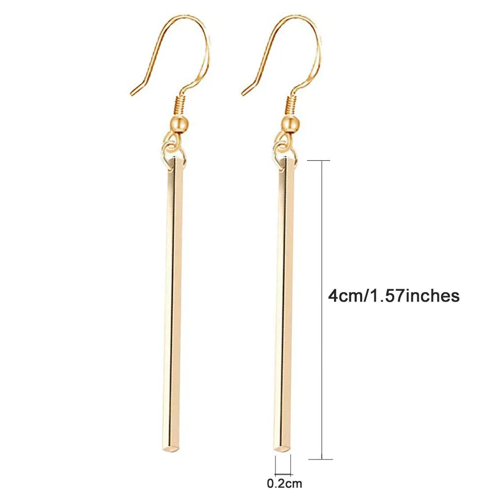 Simple Long Drop Geometry Earrings Gold/Silver