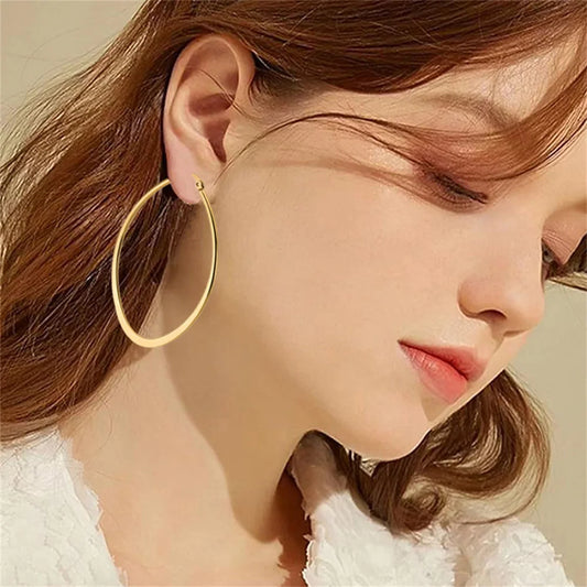 Fashion Punk Flat Circle Earrings Gold