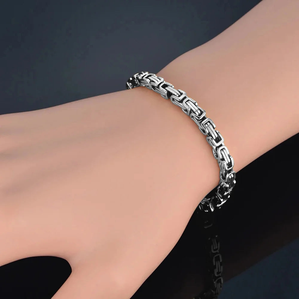 6mm Byzantine Chain Bracelet – Unisex Punk Style Jewelry
