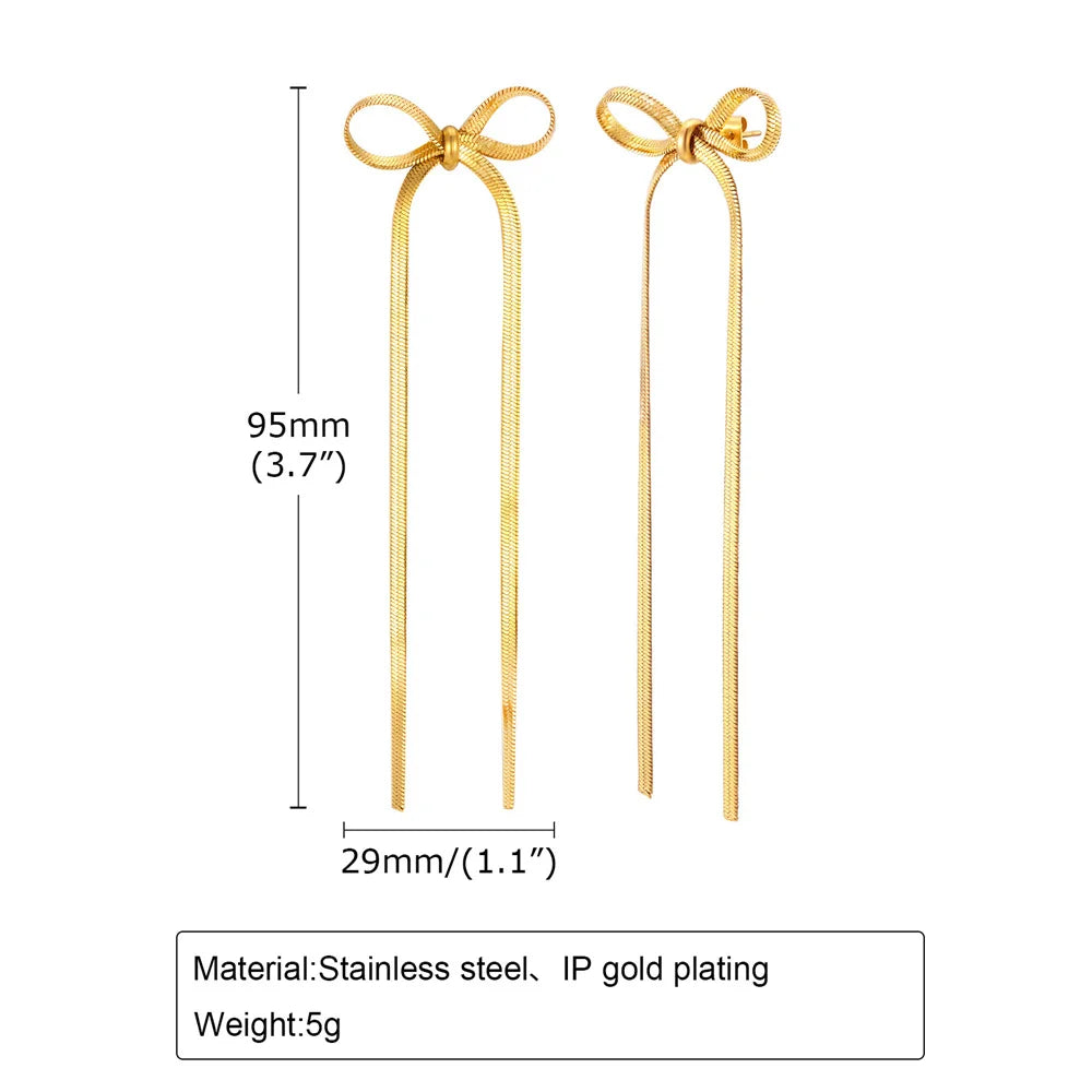 Gold Bowknot Earrings for Women Girls