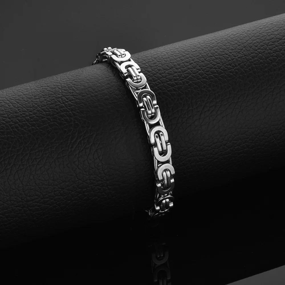 Gold/Silver Flat Byzantine Bracelet – Men & Women Stainless Steel