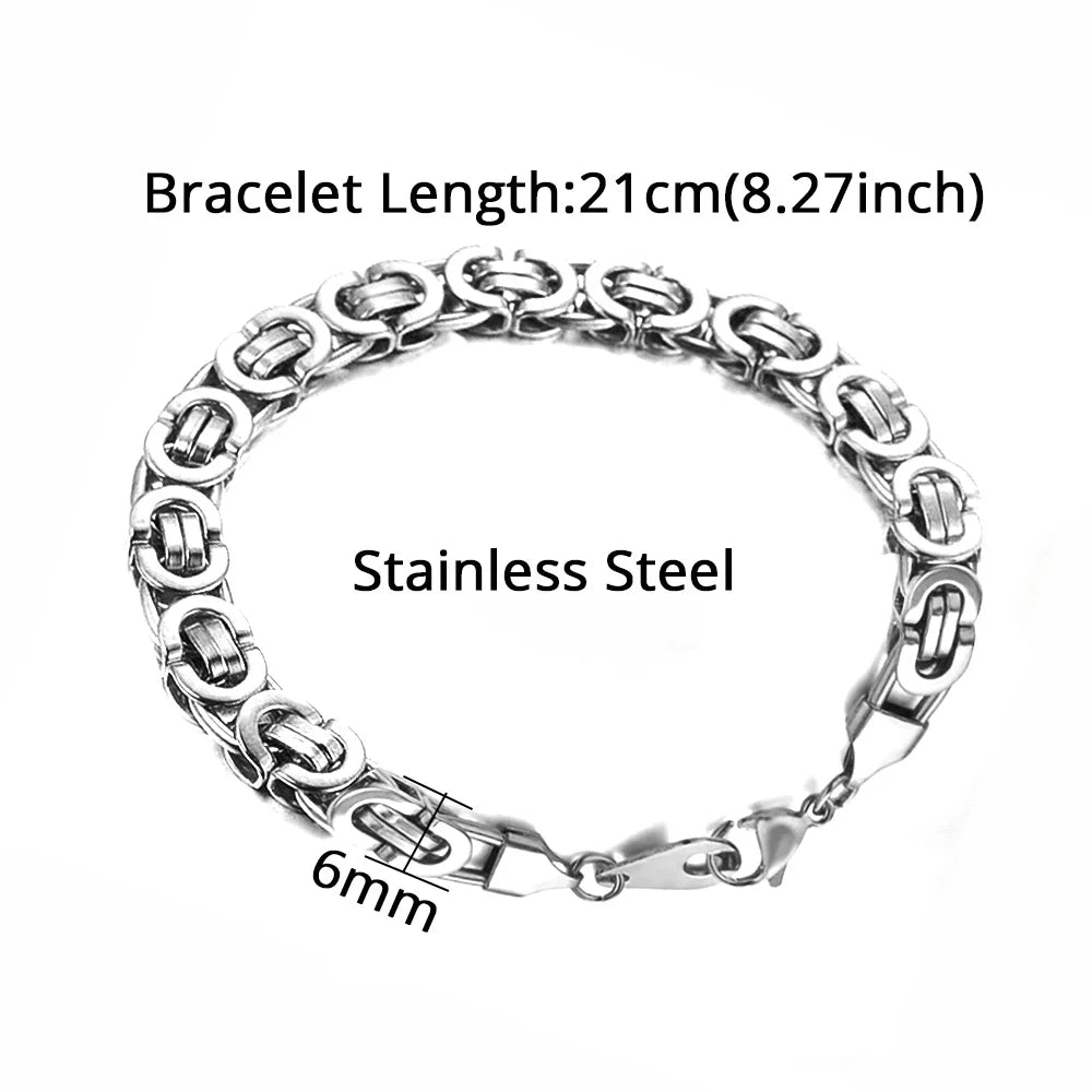 Gold/Silver Flat Byzantine Bracelet – Men & Women Stainless Steel