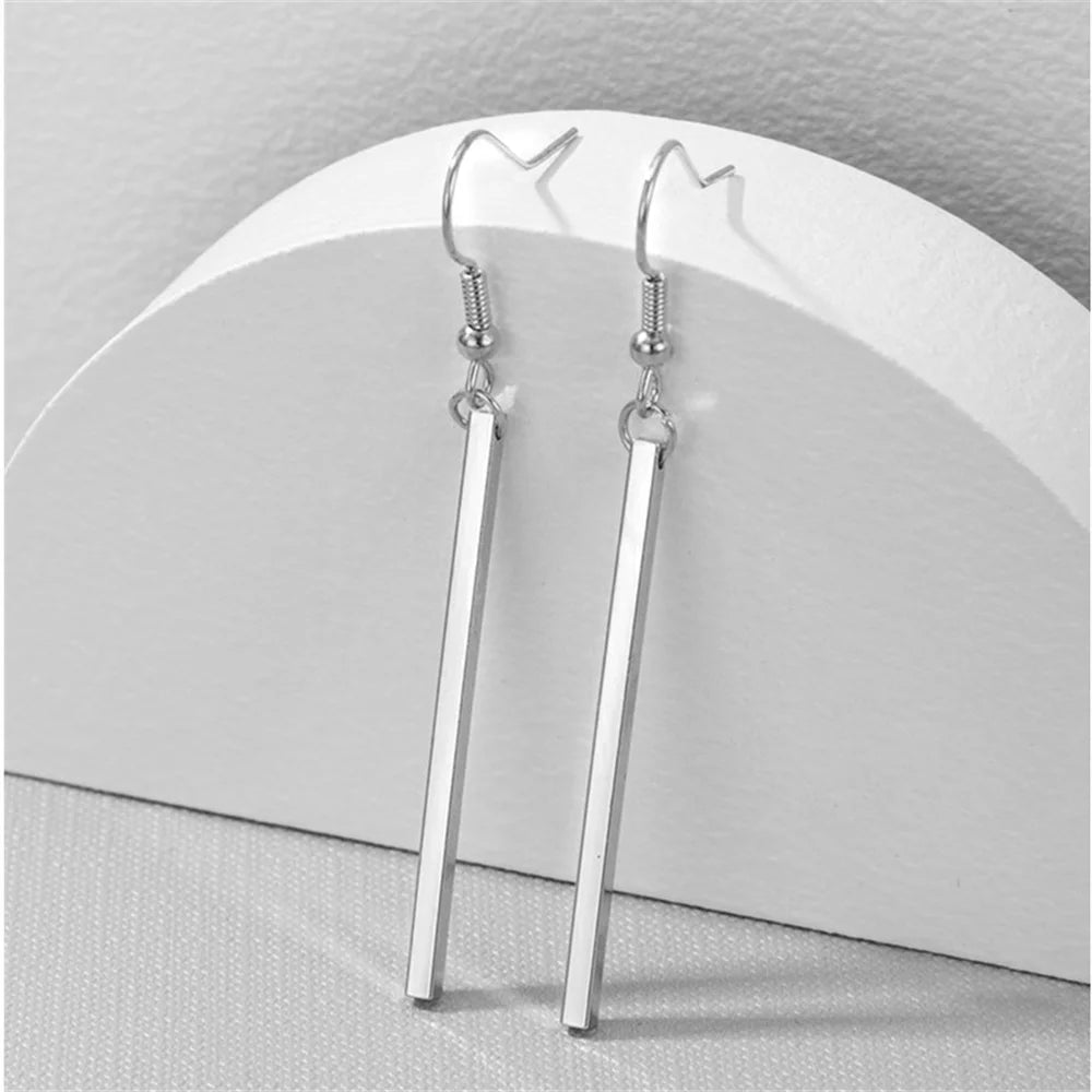 Simple Long Drop Geometry Earrings Gold/Silver